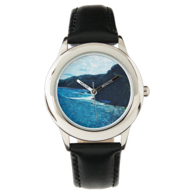 Bay på väg till Hana Maui Abstrakt Armbandsur (Framsida)