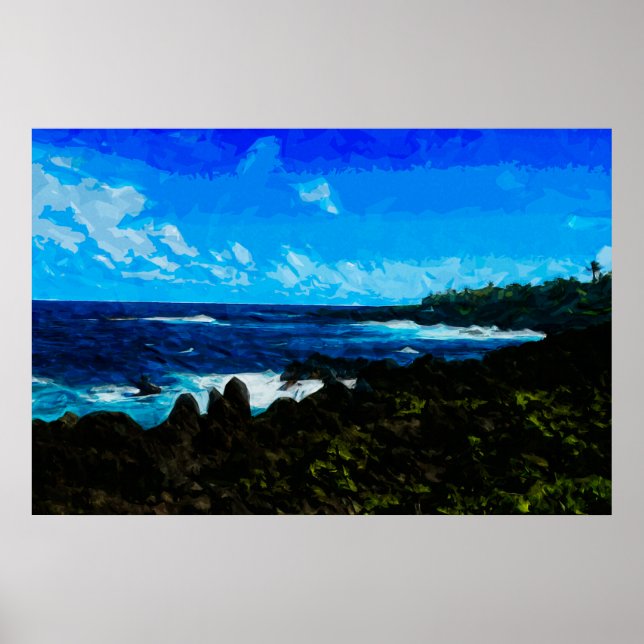 Bay på väg till Hana Maui-Abstrakten Poster (Framsidan)