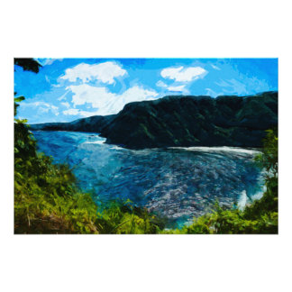 Bay på väg till Hana Maui Hawaii Abstrakt Fototryck