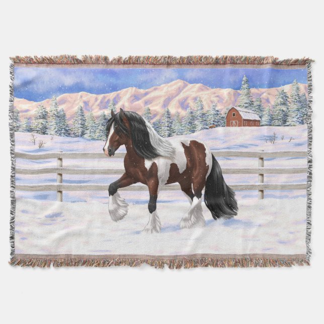 Bay Pinto Brown Skewbald Gypsy Vanner Tinker Horse Filt (Framsidan)