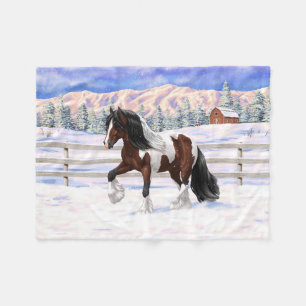 Bay Pinto Brown Skewbald Gypsy Vanner Tinker Horse Fleecefilt