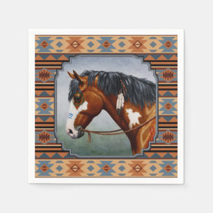 Bay Pinto Krig Horse Southwest Design Pappersservett