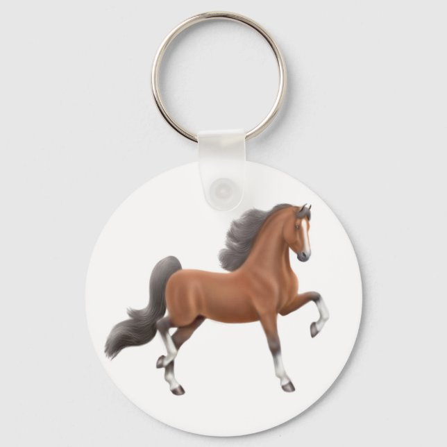 Bay Saddleborn Horse Keychain Nyckelring (Framsida)