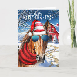 Bay Sorrel Horse Funny MAREy jul Helgkort