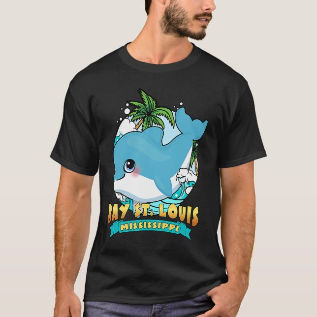 BAY ST LOUIS MISSISSIPPI Cute Baby Dolphin Beach S T Shirt (Framsida)
