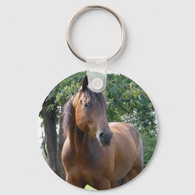 Bay Thoroughborn Horse Keychain Nyckelring (Framsida)