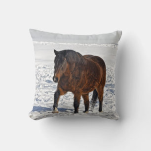 Bay Winter Mare & Snowy Fält Kudde