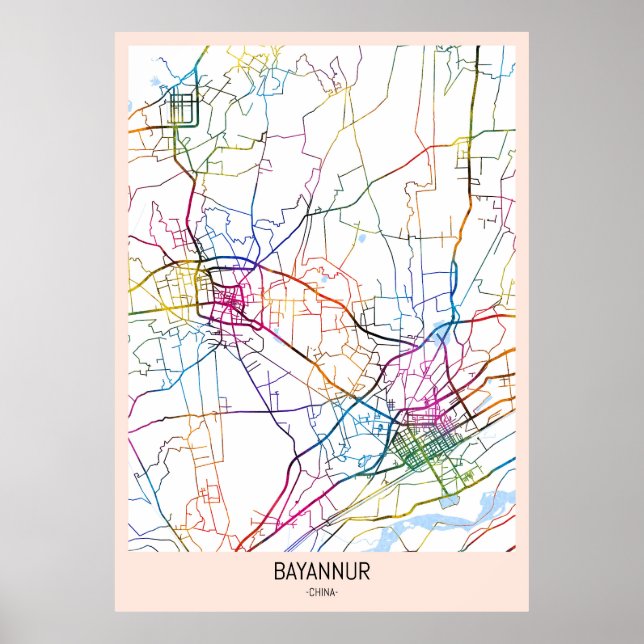 Bayannur China City Karta Poster (Framsidan)