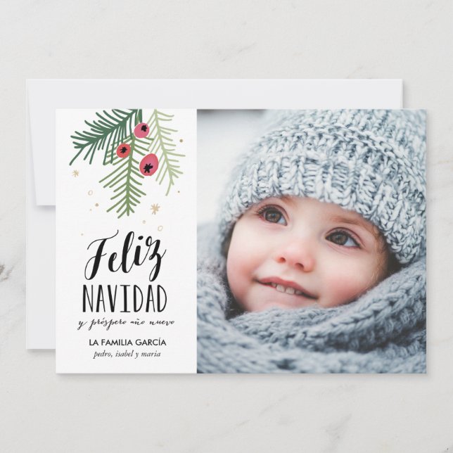 Bayas Rojas | Feliz Navidad Julkort (Framsida)