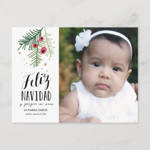 Bayas Rojas Feliz Navidad post- Tarjeta Helg Vykort
