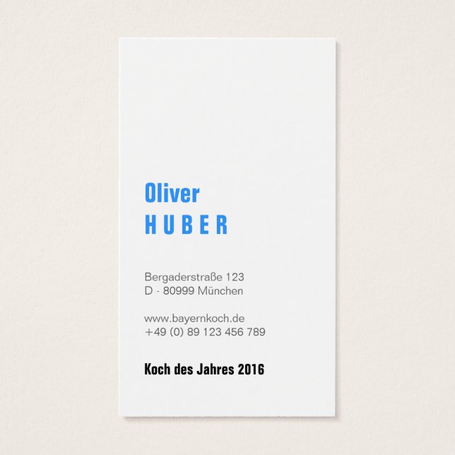 Bayerisches Blau Visitkort (Baksidan)