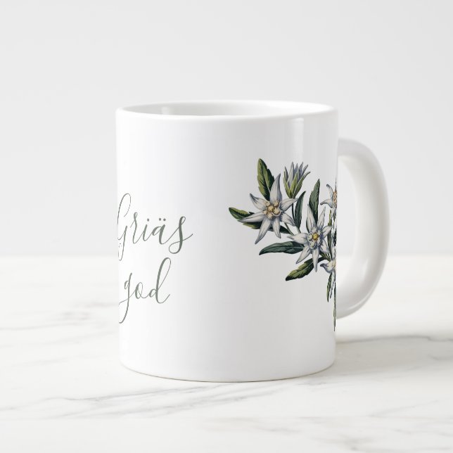 Bayerisk Griaß God kaffemugg | tyskt arv Pe Jumbo Mugg (Framsida höger)