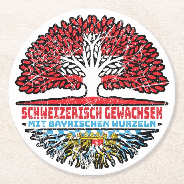 Bayern Bayrisch Schweizer Schweiz Baum Wurzel Underlägg Papper Rund (Framsidan)