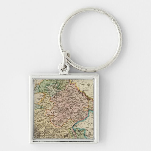 Bayern Fyrkantig Silverfärgad Nyckelring (Framsidan)