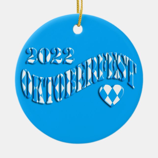 Bayern German Beer Festival Logotyp Oktoberfest 20 Julgransprydnad Keramik (Framsidan)