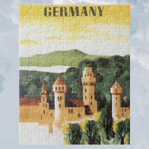 Bayern, Tyskland, tyskt slott Vintage resekonst Pussel
