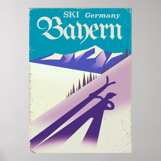 Bayern Tyskland vintage Ski-semester poster (Framsidan)