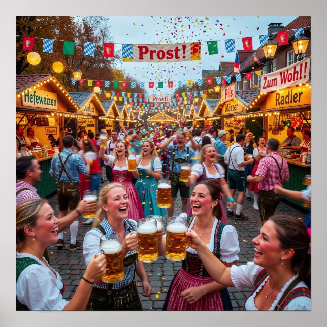 Bayersk festivalplakat med kvällsglädje poster (Framsidan)