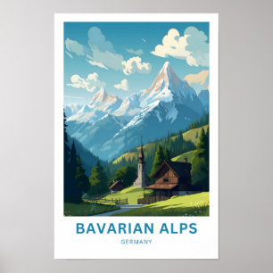Bayerska Alpernor Tyskland Travel Print Poster