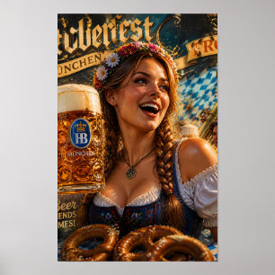 Bayerskt festivalglädje och guldölposter poster