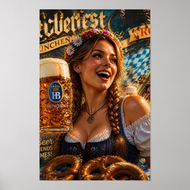 Bayerskt festivalglädje och guldölposter poster (Framsidan)
