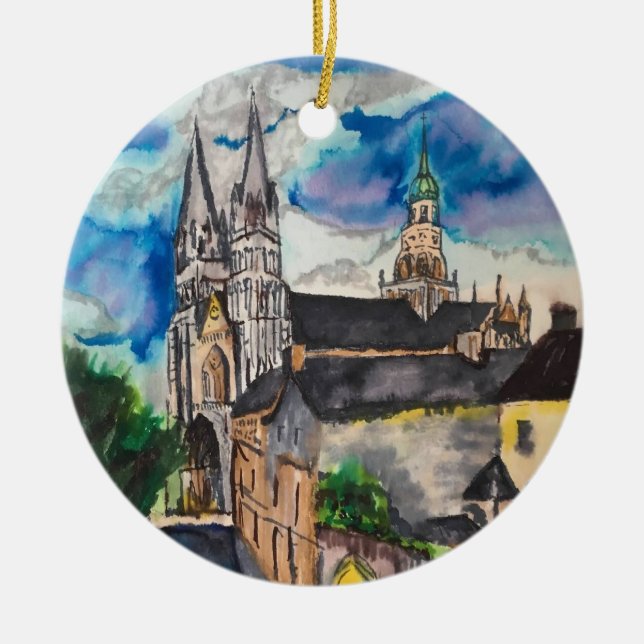 Bayeux Cathedral Frankrike Ceramic Ornament (Framsidan)