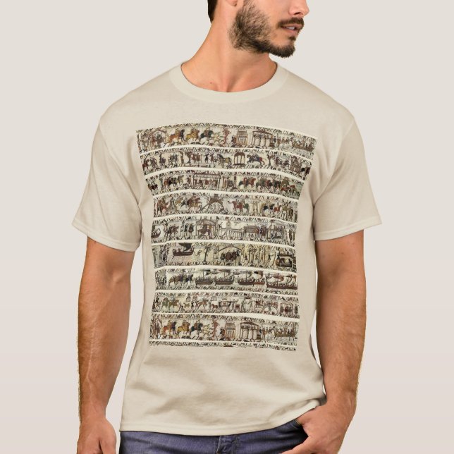 BAYEUX TAPESTRY 1066 Battle of Hastings T Shirt (Framsida)