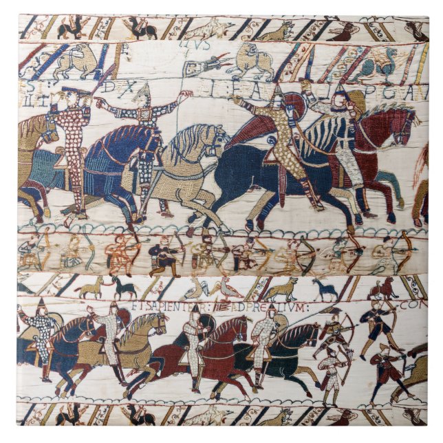 BAYEUX TAPESTRY 1066 NORMAN KNIGHTS AND ARCHERS KAKELPLATTA (Framsidan)