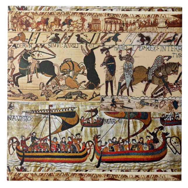 BAYEUX TAPESTRY 1066 NORMAN KNIGHTS ,VIKING FRAKTA KAKELPLATTA (Framsidan)