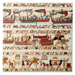 BAYEUX TAPESTRY 1066,NORSKA KNIGHTS,VIKING FRAKTAS KAKELPLATTA