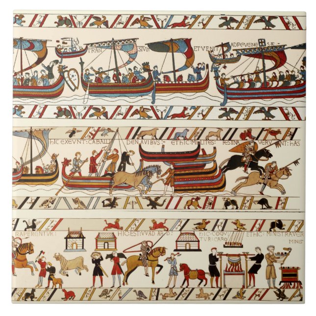 BAYEUX TAPESTRY 1066,NORSKA KNIGHTS,VIKING FRAKTAS KAKELPLATTA (Framsidan)
