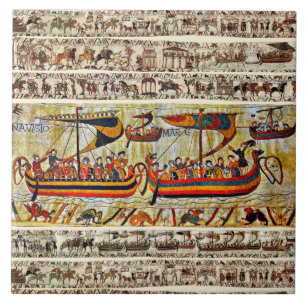 BAYEUX TAPESTRY 1066 VIKING FRAKTASS KAKELPLATTA