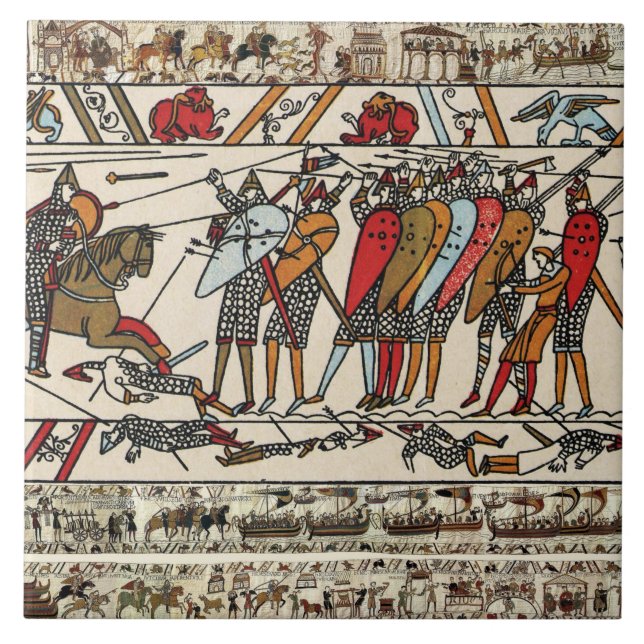 BAYEUX TAPESTRY,BATTLE OF HASTINGINGS,NORMAN KNIGH KAKELPLATTA (Framsidan)