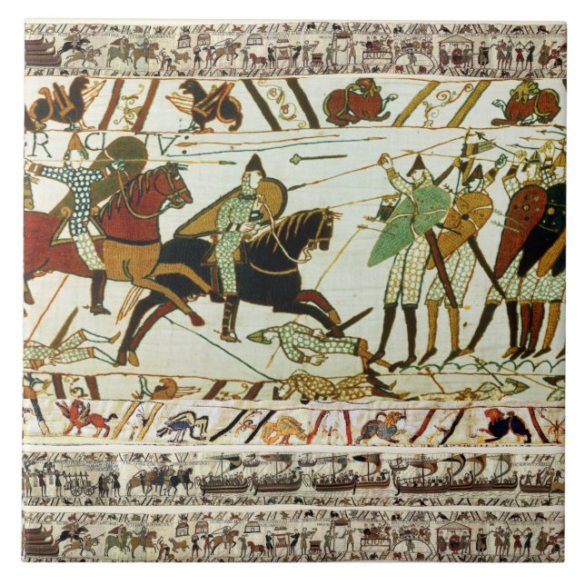 BAYEUX TAPESTRY,BATTLE OF HASTINGINGS,NORMAN KNIGH KAKELPLATTA (Framsidan)