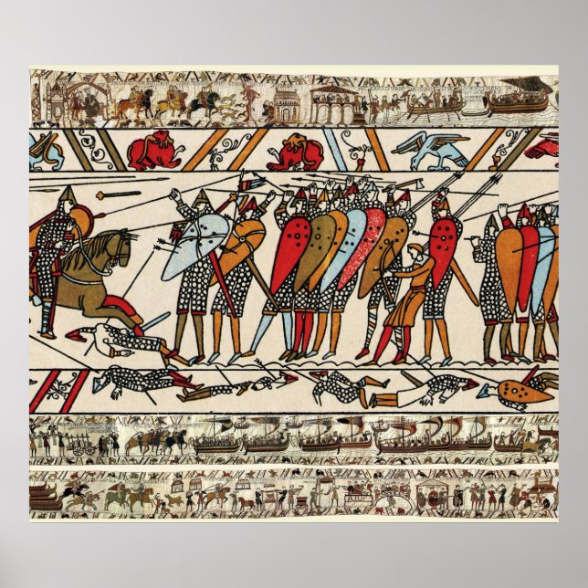 BAYEUX TAPESTRY,BATTLE OF HASTINGINGS,NORMAN KNIGH POSTER (Framsidan)