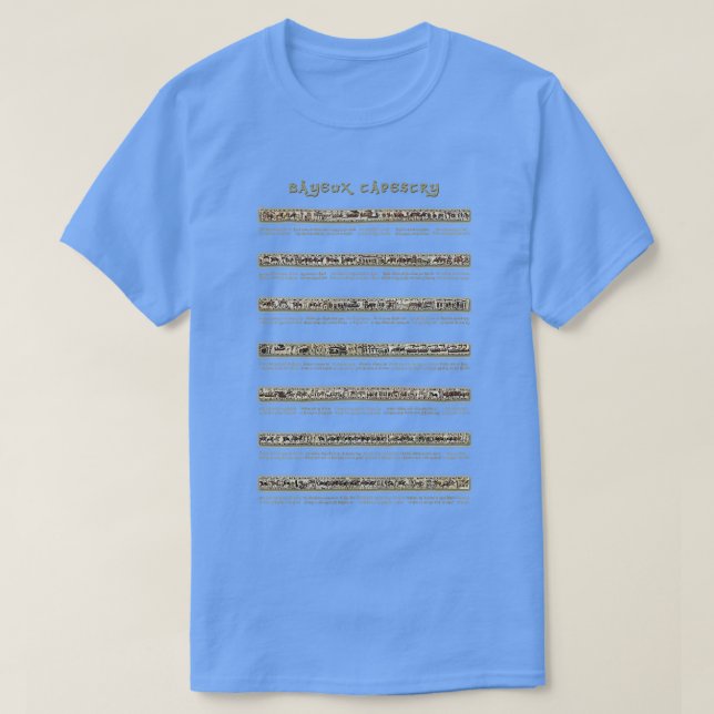Bayeux Tapestry Fullt Scenes on Beige Background T Shirt (Design framsida)