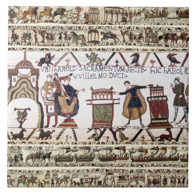 BAYEUX TAPESTRY Harold gjorde en ed på Heliga Reli Kakelplatta (Framsidan)
