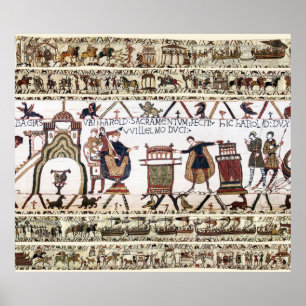 BAYEUX TAPESTRY Harold gjorde en ed på Heliga Reli Poster