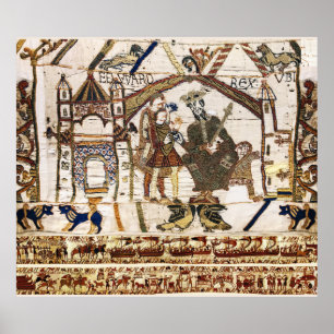 BAYEUX TAPESTRY Kung Edward Confessor och Harold Poster
