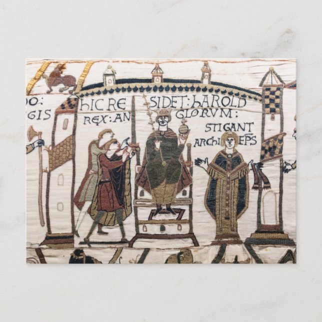 Bayeux Tapestry - Kung Harold Coronation Vykort (Framsida)