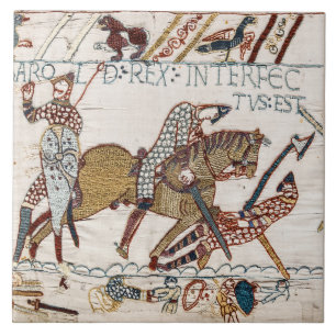 BAYEUX TAPESTRY Kung Harold dog i slaget Kakelplatta