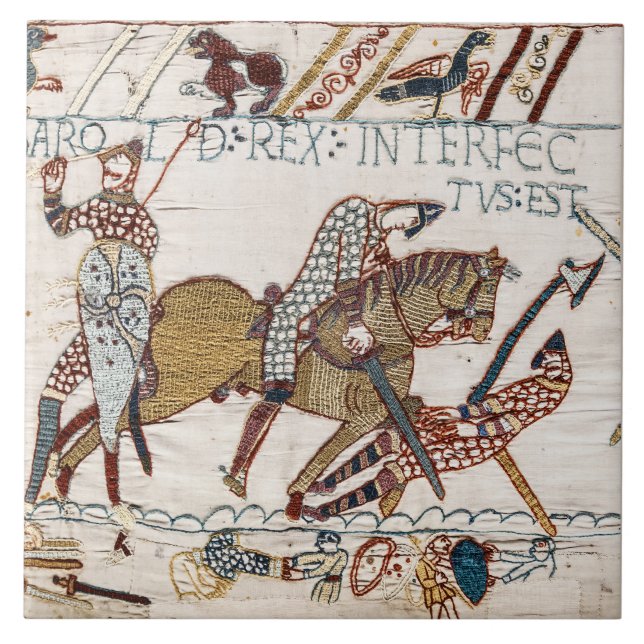 BAYEUX TAPESTRY Kung Harold dog i slaget Kakelplatta (Framsidan)