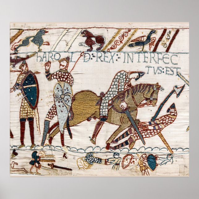 BAYEUX TAPESTRY Kung Harold dog i slaget Poster (Framsidan)