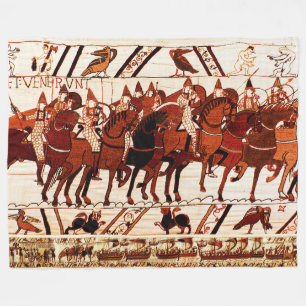 BAYEUX TAPESTRY NORMAN ARMY, KNIGHTS HORSEBACK FLEECEFILT