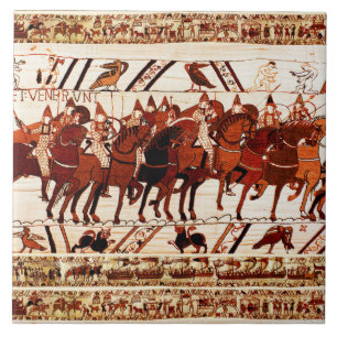 BAYEUX TAPESTRY NORMAN ARMY, KNIGHTS HORSEBACK KAKELPLATTA