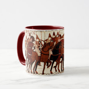 BAYEUX TAPESTRY NORMAN ARMY, KNIGHTS HORSEBACK MUGG