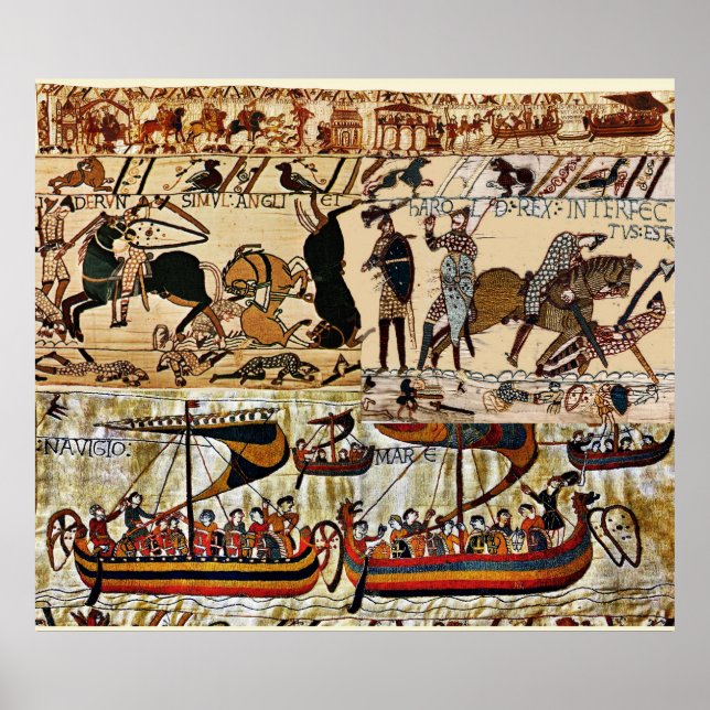 BAYEUX TAPESTRY,NORMAN KNIGHTS,ARCHERS,VIKING FRAK POSTER (Framsidan)