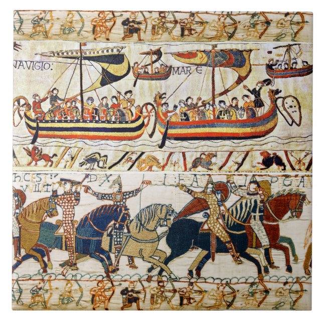 BAYEUX TAPESTRY NORMAN KNIGHTS,VIKING FRAKTASS,ARC KAKELPLATTA (Framsidan)