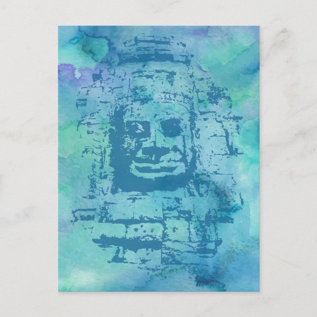 Bayon Ansikte Blue Vykort (Framsida)