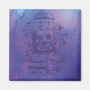 Bayon Ansikte Lila Magnet
